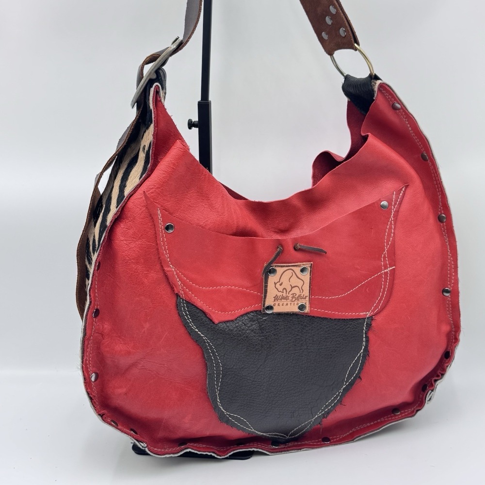 Genuine‎ Cowhide Hair-On Layered Leather Native Western Large Crossbody Hobo Bag
